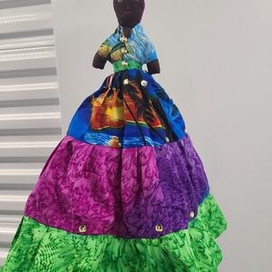 Reversible Handmade Colorful Doll with Button Accents